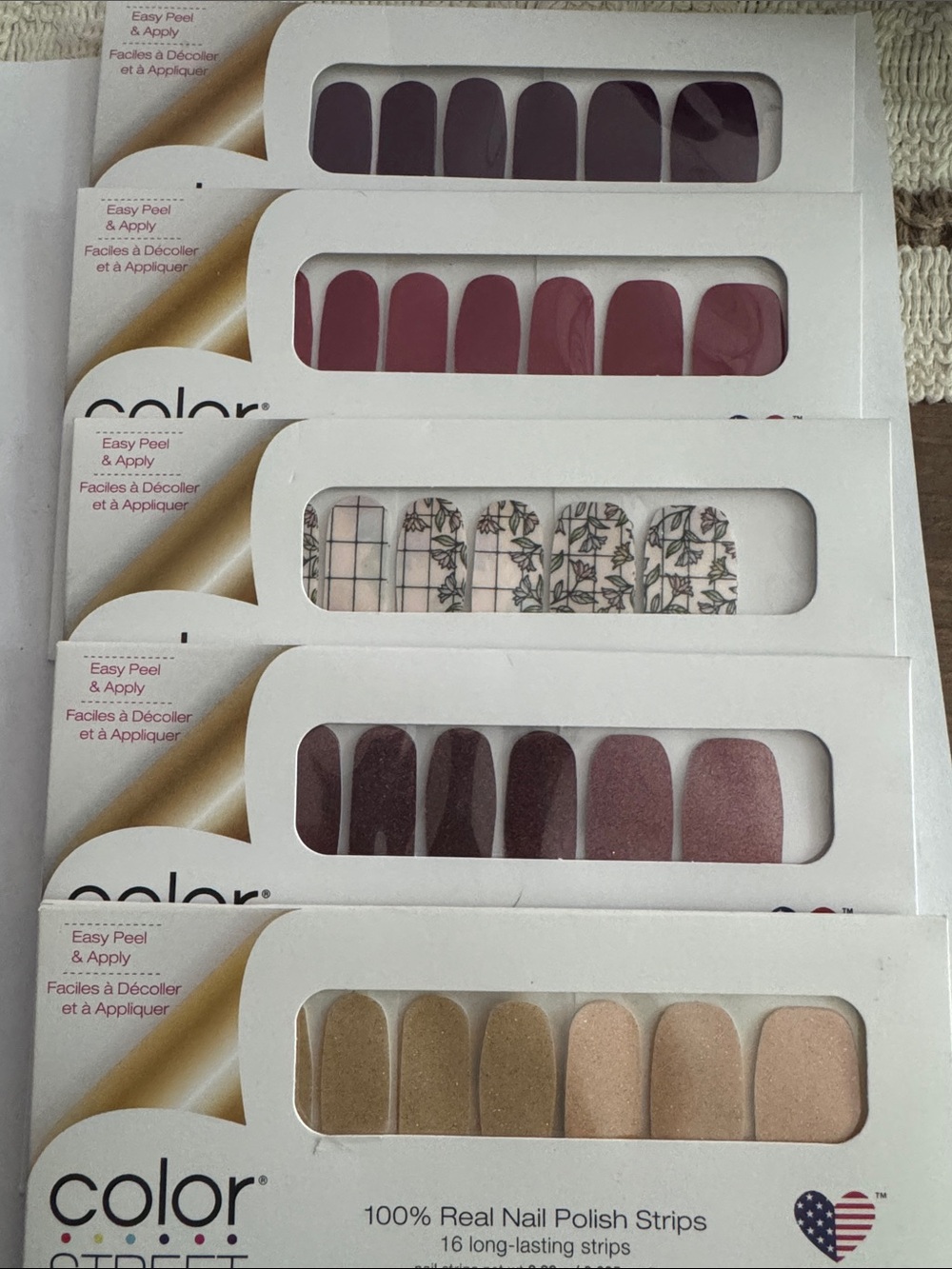 Color Street Nail Strips - Plum, Rose, Mauve, Floral, Gold